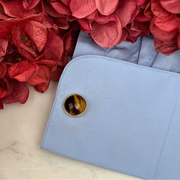 Elegant Round Brown & Gold Striped Tiger’s Eye Cufflinks - Picture 11 of 17